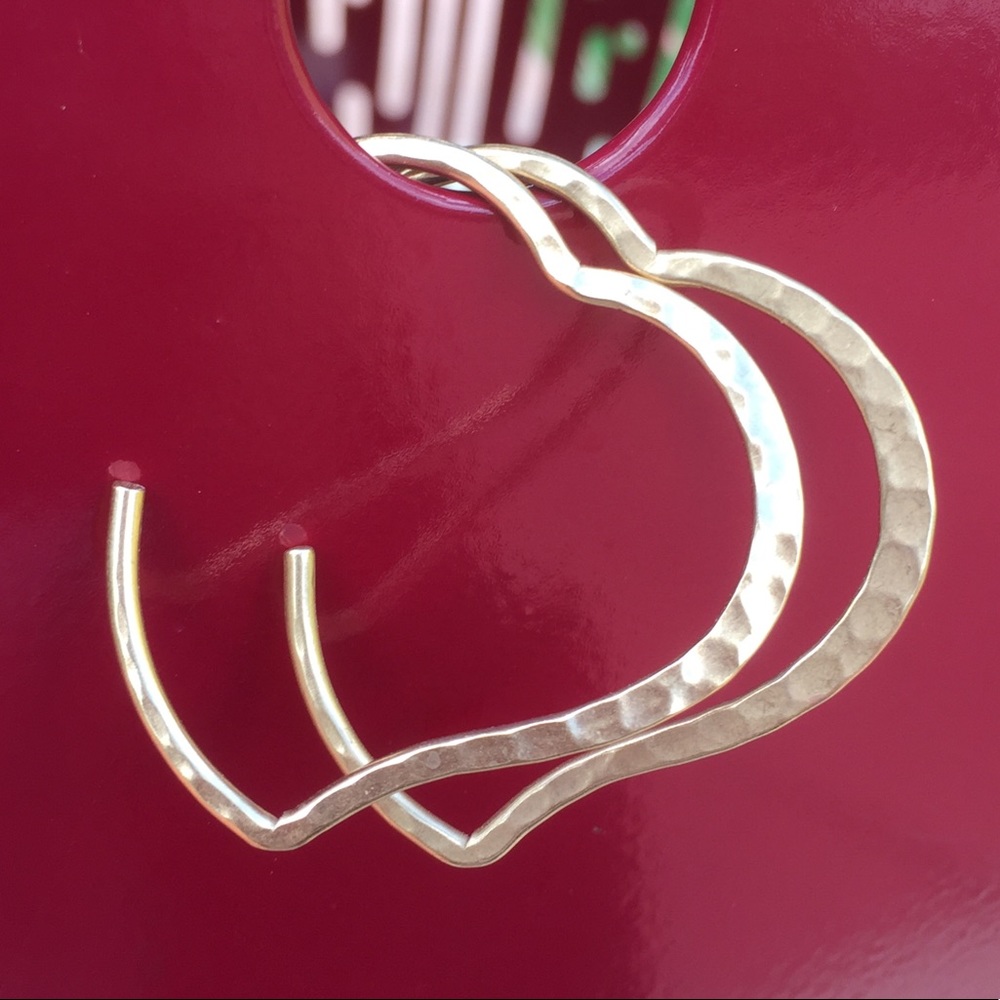 Gold or Silver Hammered Heart Hoop Earrings
